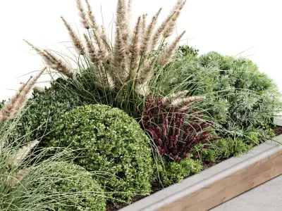 Bench with Plants - Urban Furniture 08 3D model