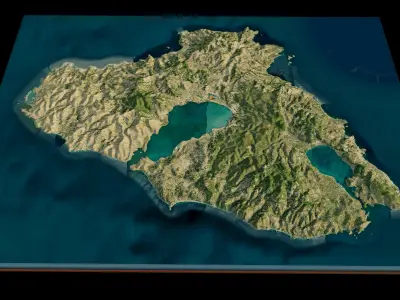 Lesbos Island full 3d model terrain Low-poly 3D model