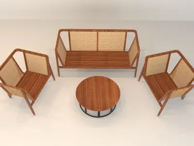 rattan sofa Low-poly 3D model