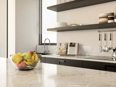 Kitchen and living room made with sketchup and Vray 5 3D model