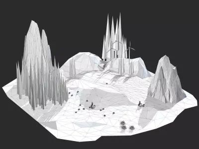 Cartoon Landscape Low Poly 3D model Low-poly 3D model