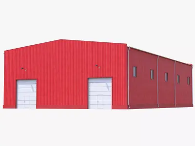 Red Industrial Building 41 PBR Low-poly 3D model