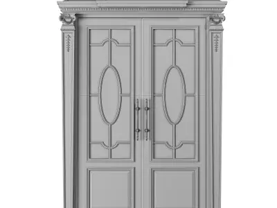 blk wood classcial door art 102 3D model