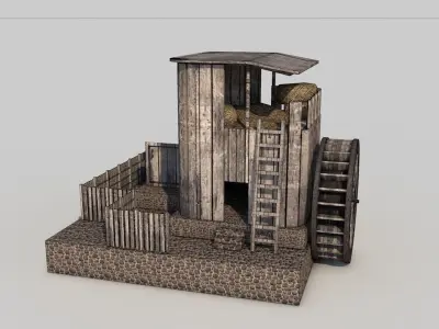 Old Mill House Low-poly 3D model