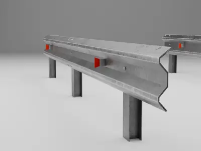 Road Fence  Low-poly 3D model