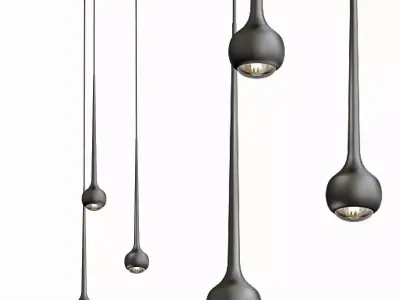 Falling Water Trio Round Suspension Lamp 3D model