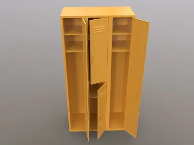 PBR School Gym Locker 04 - Yellow Low-poly 3D model