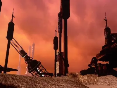 Abandoned Science Fiction Terraforming Base Low-poly 3D model