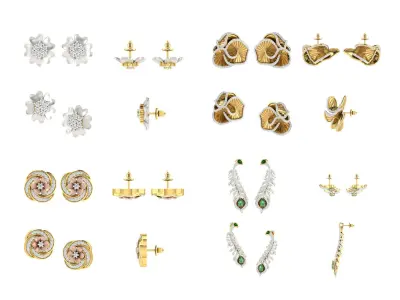 BULK-3DM-With Gems-EARRING 150 Files 3D print model