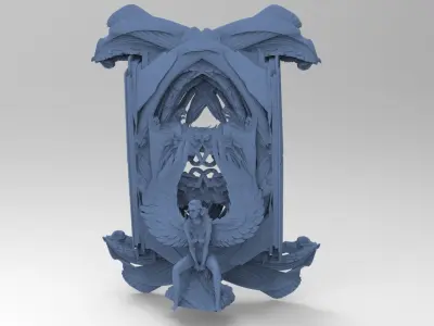 Baroque Gilded Drake Crest wall  2 3D model