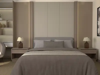 Modern Bedroom Scene 3D model 3D model