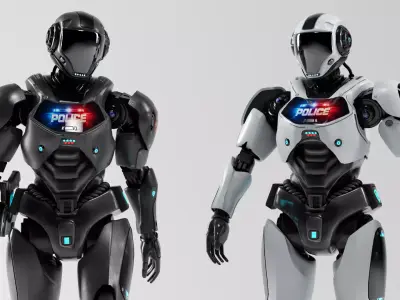 Police Sci-Fi Robot Rigged Low-poly 3D model