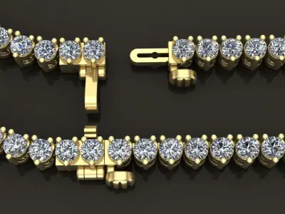 3-PRONG TENNIS DIAMOND NECKLACE LINK 2MM  3D print model