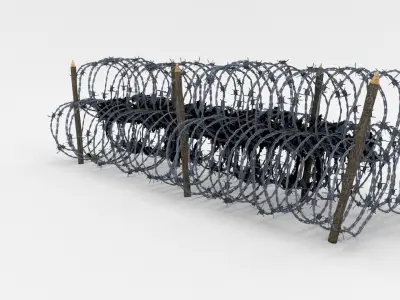 Low Poly Barb Wire Obstacle Low-poly 3D model