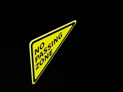 Street Sign Triangle Elongated Low-poly 3D model