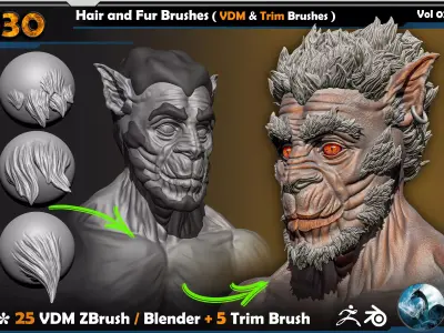  Hair and Fur Brushes Vol 02 Texture