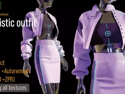 futuristic clothes 3d model Scifi outfit 3D model