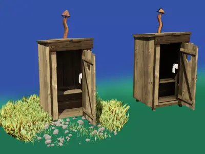 Out House toilet High Low Plygon Low-poly 3D model