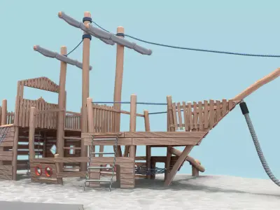 Playground Wood Ship Low-poly 3D model