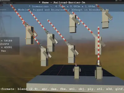 Railroad Barrier 3m High-Poly Version 3D model