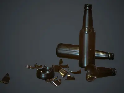 Brown Glass Broken Bottles PBR Game Ready Low-poly 3D model
