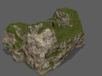 Mossy Rock Stair Low-poly 3D model