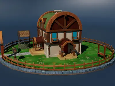 Stylized House Environment Texture  Low-poly 3D model