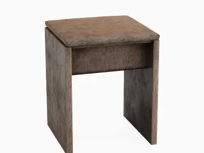 Wooden Stool A 04 Low-poly 3D model