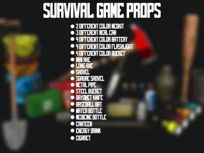 Survival Game Props PBR Low-poly 3D model