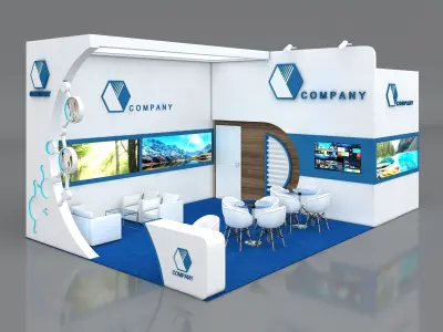 Booth Exhibition Stand Stall 8x5m Height 400 cm 2 Side Open 3D model