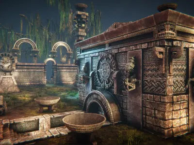 Aztec temple Low-poly 3D model