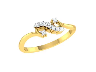 Solitaire Women Engagement Bypass Rings 3D print model 9