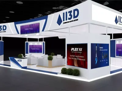 Exhibition Stand Stall Four Side Open 14X6 3D model