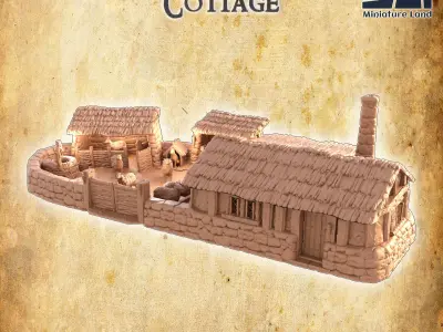 Medieval Shepherd Cottage Tabletop Terrain 28 mm 3D print model