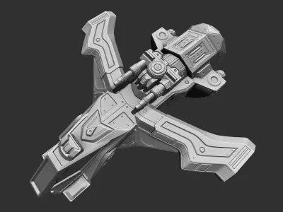 Spaceship-Gladiator spacecraft with gun 3D print model