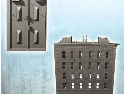 Large modern corner building with store with canopies and roof c 3D print model