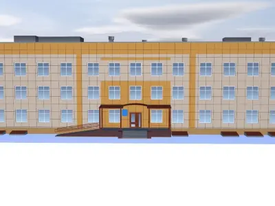 School building on cloudy day 3D model purchase