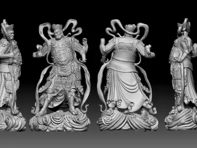 Buddhism four chinese statues of person 3D model 3D print model