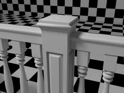 Exterior Railing - White Vinyl - Style 11 3D model