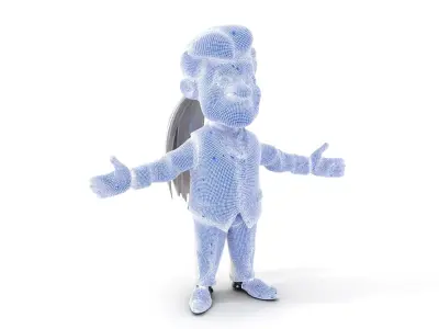 Elderly Man Character Model with Suit Rigged and Animated Low-poly 3D model