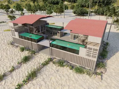 Temporary villa - villa condo - container building 3D model