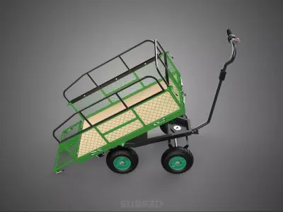 ELECTRIC TIPPING BED RAILS CRATE TRAY BASKET TROLLEY CART WAGON 3D model