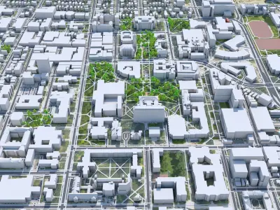 Ann Arbor Downtown Michigan USA Low-poly 3D model