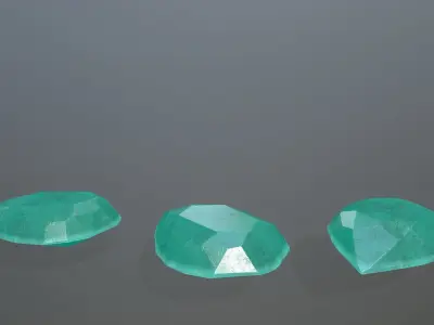 Gem Set emeralds in shapes and sizes Low-poly 3D model