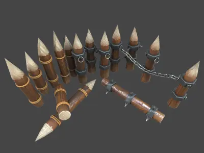 Fence wooden warior 3d model Low-poly 3D model