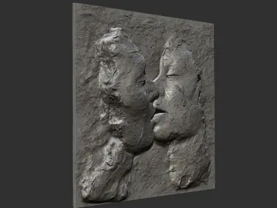 Kissing couple wall decor  for cnc carving 3D print model