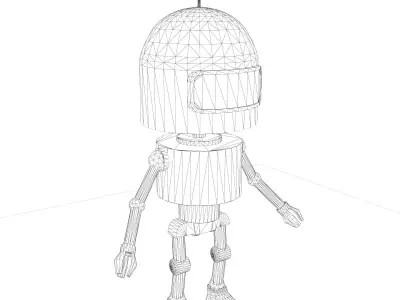 A low-poly 3D modelof a red Robot Low-poly 3D model Low-poly 3D model