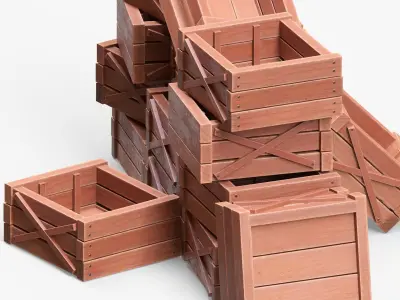 Wooden Boxes 3D model