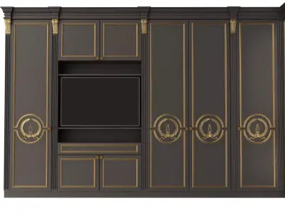 Classic Wardrobe Furniture 0403 Black Low-poly 3D model