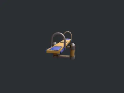 Playground Seesaw - Yellow Low-poly 3D model